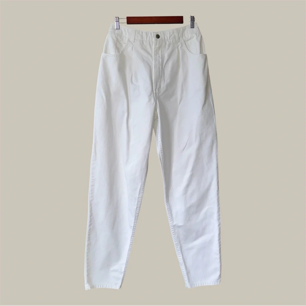 Talbots White High Waist Pleated‎ tapered Jeans Size 10 Long